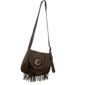Alamo Leather Wear Vintage Grey Fringe Emblem Bag